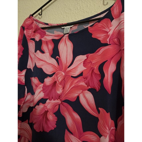 Tommy Bahama Dresses & Skirts - Tommy Bahama Dress XL Womens Navy Pink Floral Orchid Stretch Shift Knee Length